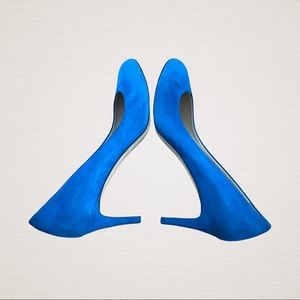 J. Crew | Miri Mid-heel Suede Leather Pumps Azure Blue Style 45898 Sz. 10
